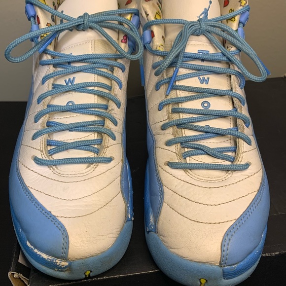 Nike Air Jordan 12 University Blue UNC Emoji GS Size 6Y / Womens 7.5 Sneakers - Picture 3 of 11